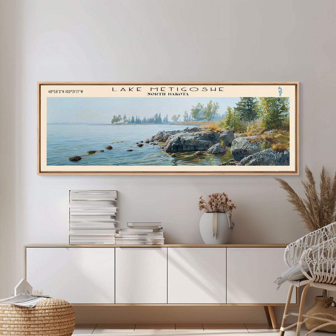 Lake Metigoshe North Dakota Rocky Summer Shore Panoramic Travel Poster - Image 3
