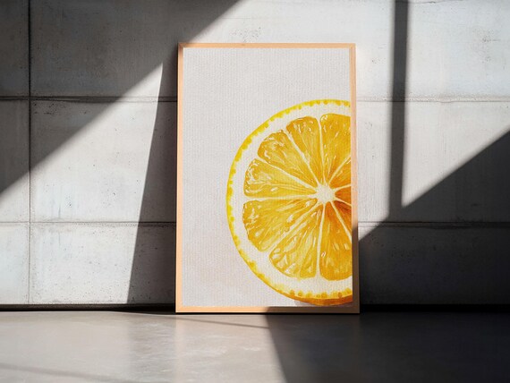 Closeup Of A Lemon Wedge Framed Print Original Still Life Painting Lemon Housewarming Gift Kitchen Food Wall Art Kitchen Decor