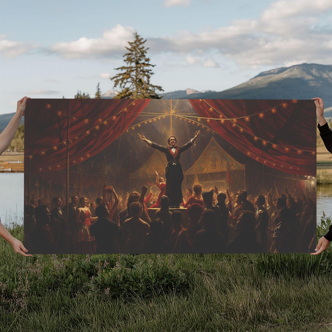 Ringmaster Triumph On Circus Stage Before Cheering Crowd Night Poster