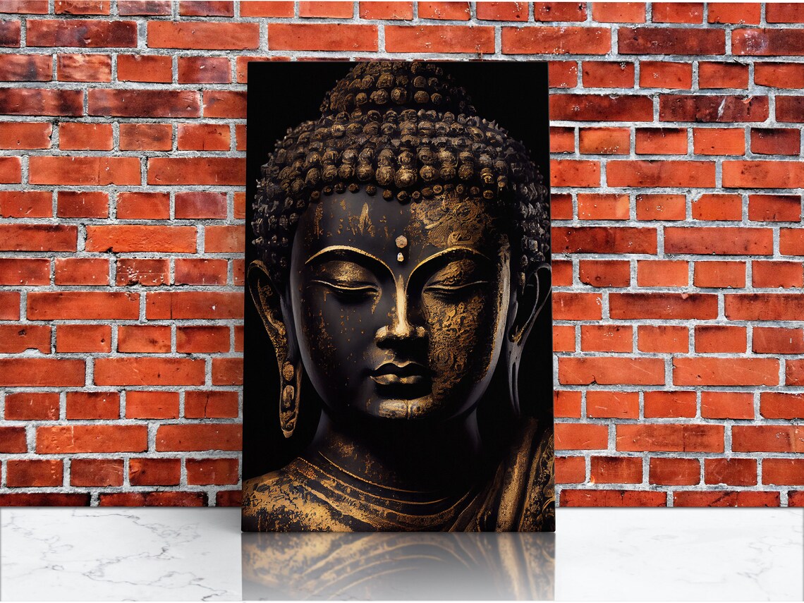 Gold And Black Buddha Zen Center Yoga Wall Art Print - Image 4