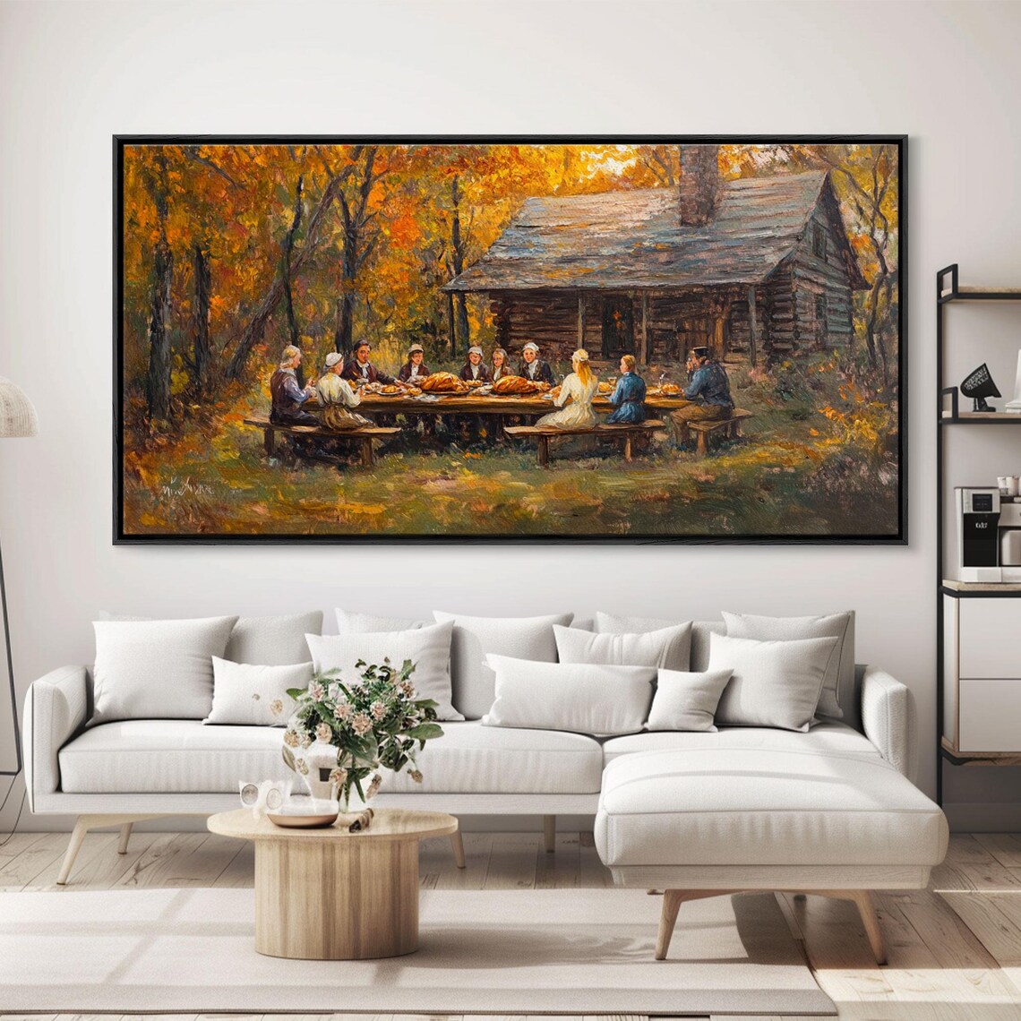 Thanksgiving Dinner With Family, Rustic Cabin Art Print - Image 4