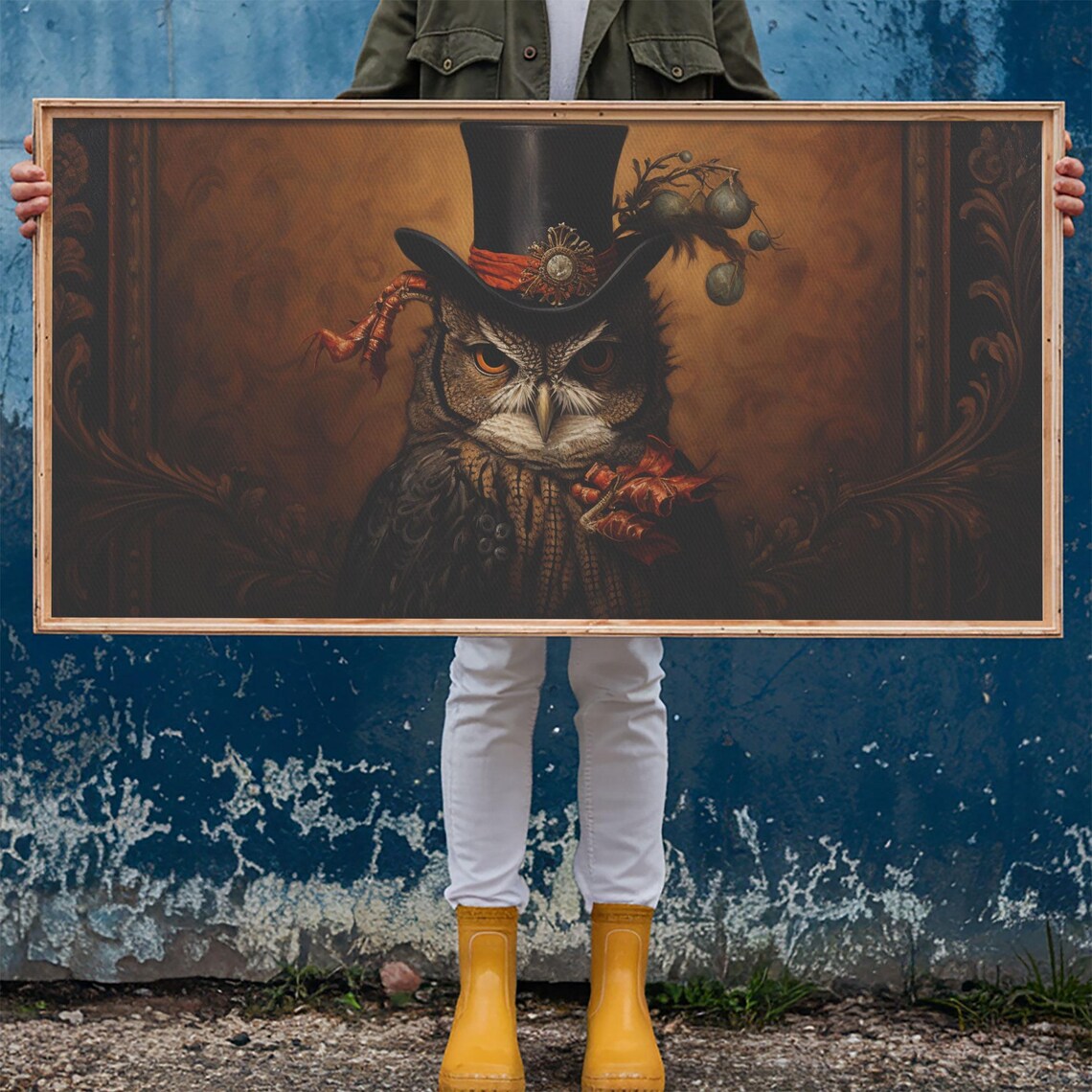 Gothic Owl in Top Hat Victorian Portrait Spooky Bird Halloween Poster - Image 6