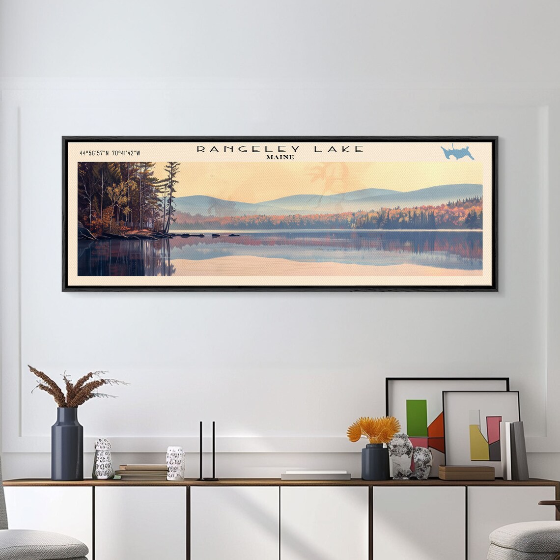 Rangeley Lake Maine Sunset Glow Autumn Shore Still Water Travel Poster - Image 2