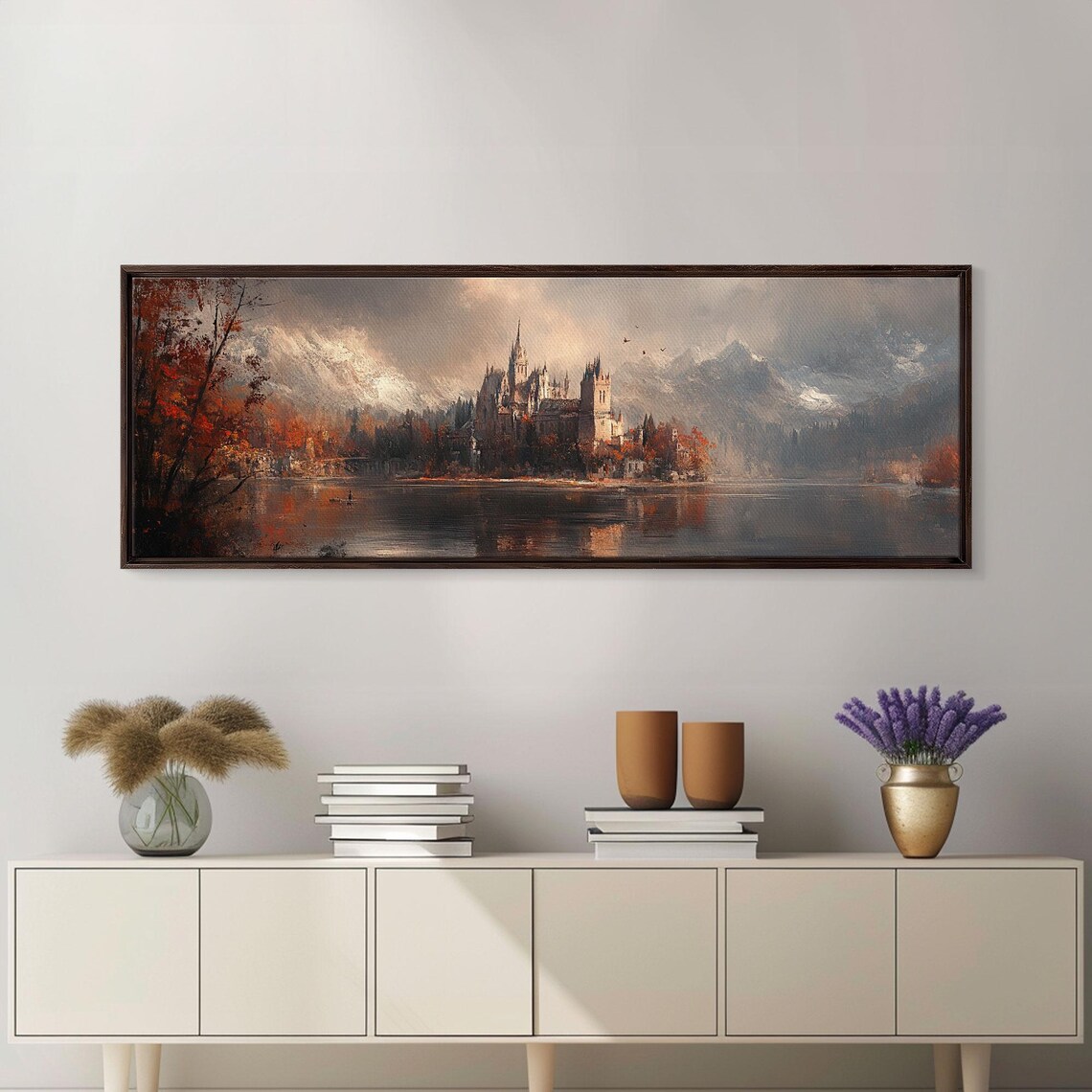 Dark Moonlit Gothic Castle Lake Island Night Fantasy Art Poster - Image 5