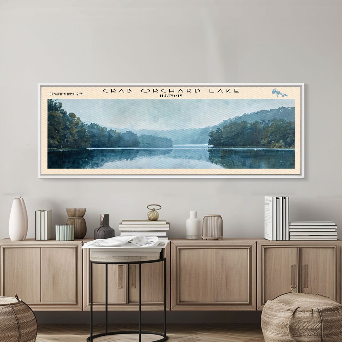 Crab Orchard Lake Illinois Misty Forest Hills Blue Water Travel Poster - Image 5