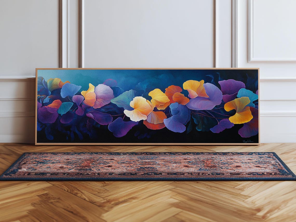 Vivid Ginkgo Floral Panoramic Abstract Wall Art Colorful Modern Poster - Image 5