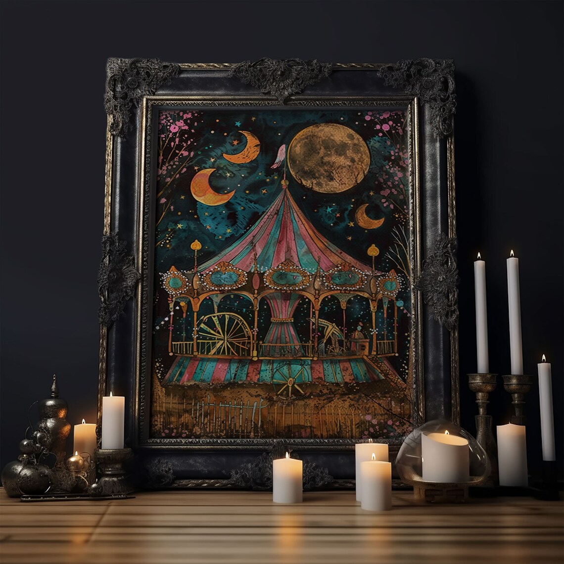 Spooky Haunted Carnival Halloween Cottage Core Art Print - Image 6
