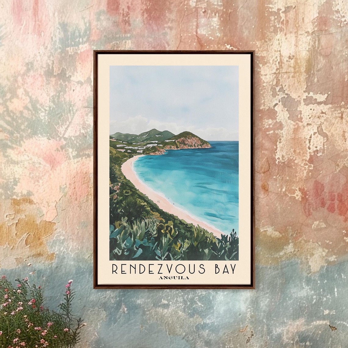 Rendezvous Bay Anguilla Crescent Beach Aerial View Travel Poster - Image 4