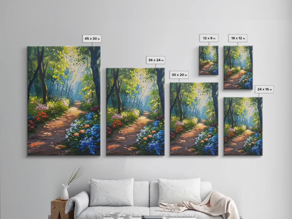 Springtime Path Through An Enchanted Forest Art Print Framed Print Enchanting Scenary Oil Painting Print Cottagecore Aesthetic - Image 2