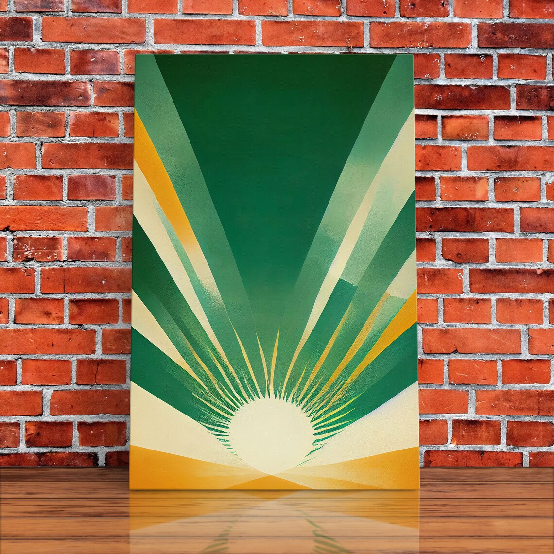 Emerald Green Sun Burst, Art Deco Wall Art Print