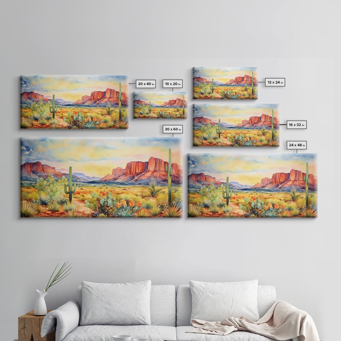 Boho Whimsical Wall Art Pastel Desert Print Framed Art Unique Wall Art Minimalist Mcm Style Wall Art Landscape Painting - Image 2