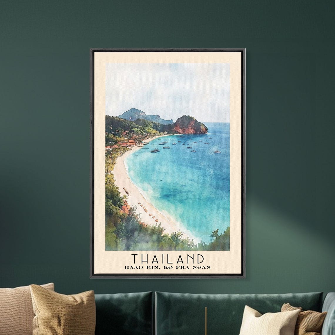 Haad Rin Ko Pha Ngan Thailand White Sand Bay Boats Headlands Poster - Image 5