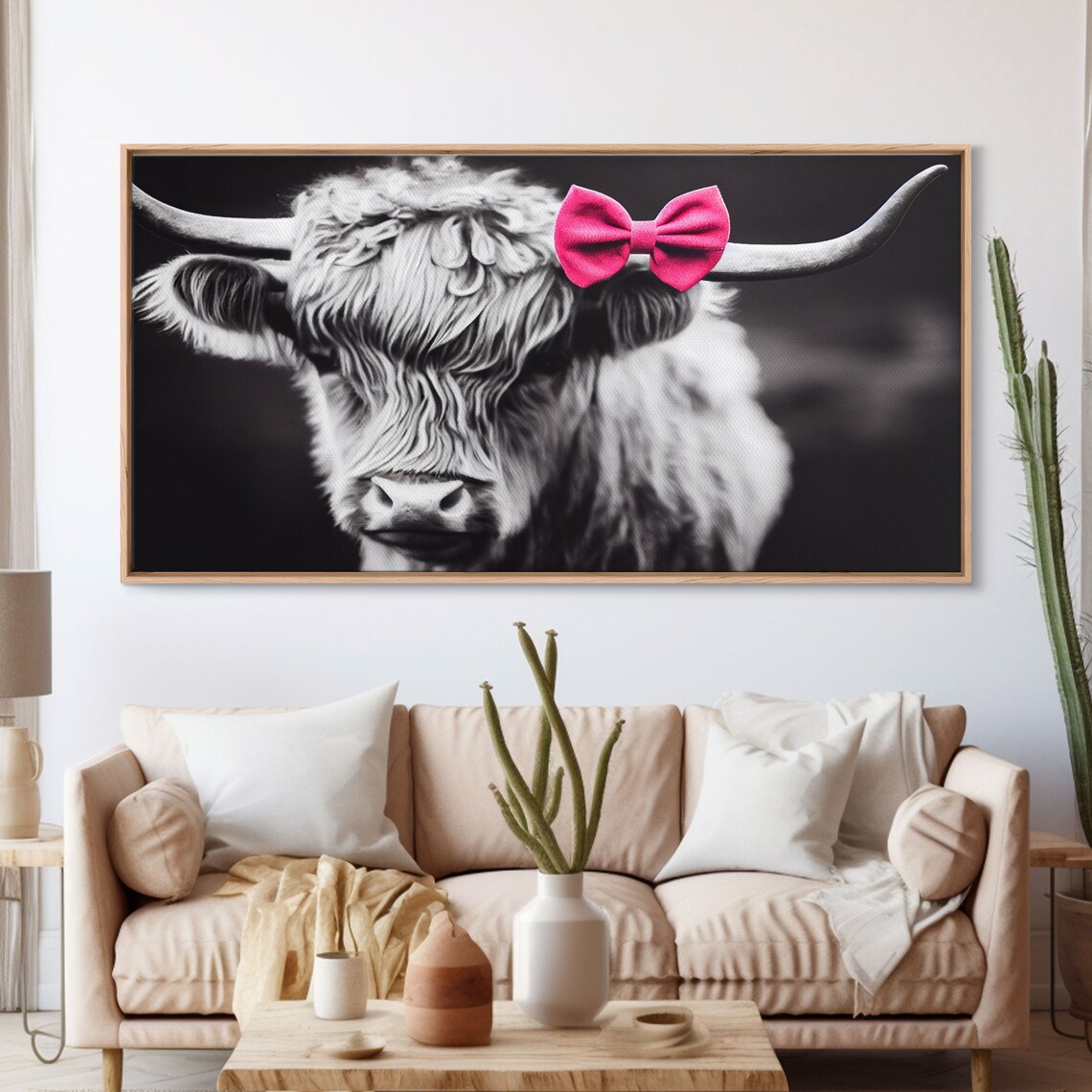 Highland Cow Art Print, Farmhouse Black And White - Image 3
