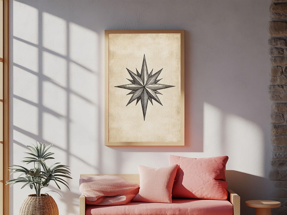 North Star Minimalist Boho Christmas Art Print - Image 5
