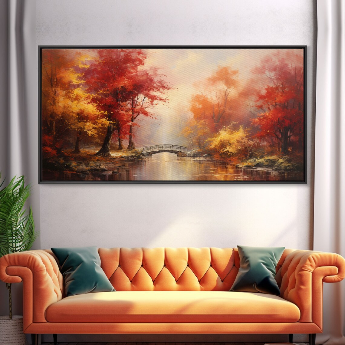 Early Autumn Forest Landscape Art Print, Farmhouse - Image 5