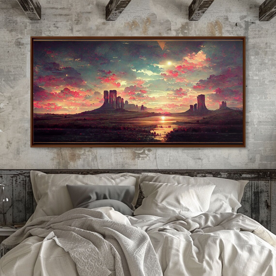 Mountain Sunset Synthwave Landscape Art Print - Image 5