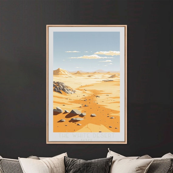 White Desert Egypt Travel Poster Print Framed Print Egypt Original Travel Art Framed Art Wall Hanging Home Decor