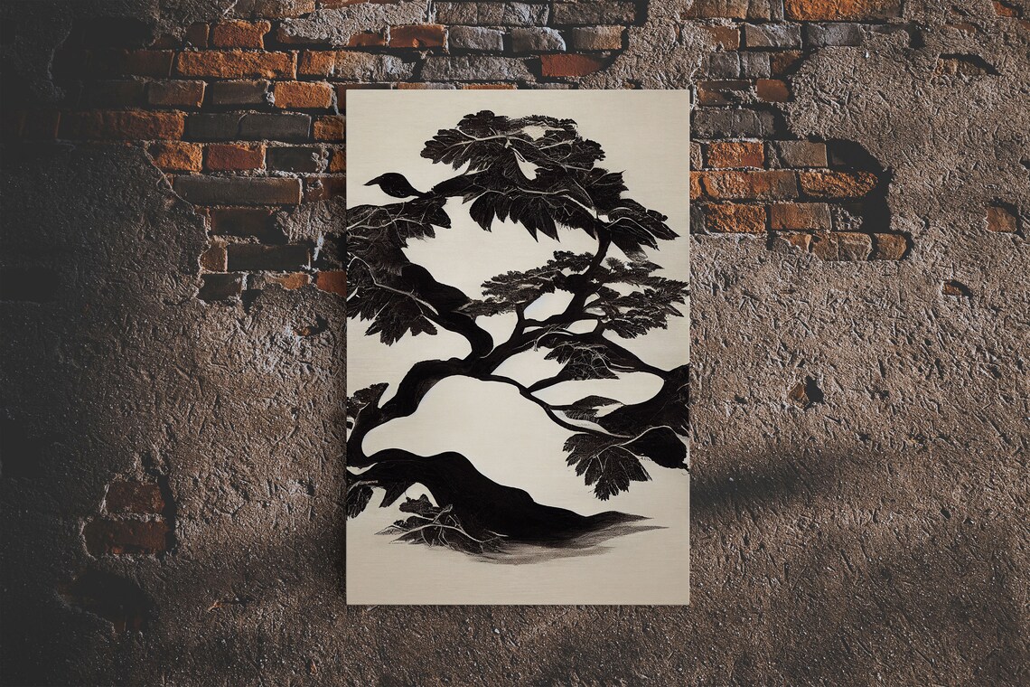 Black And White Bonsai Tree, Living Room Art Print - Image 6
