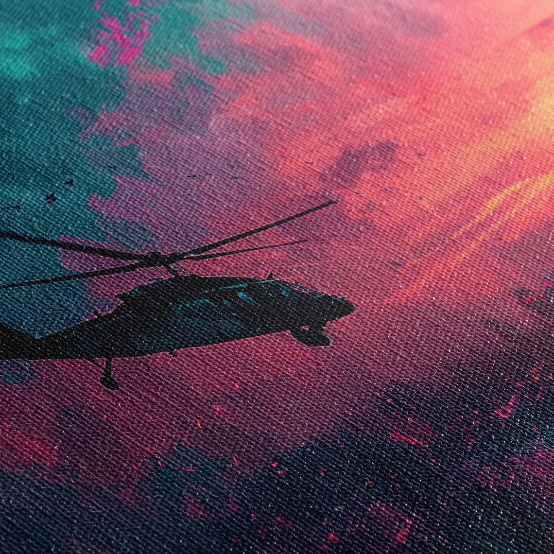 Blackhawk Helicopter City Sunset Sky Military Aviation Poster - Image 2