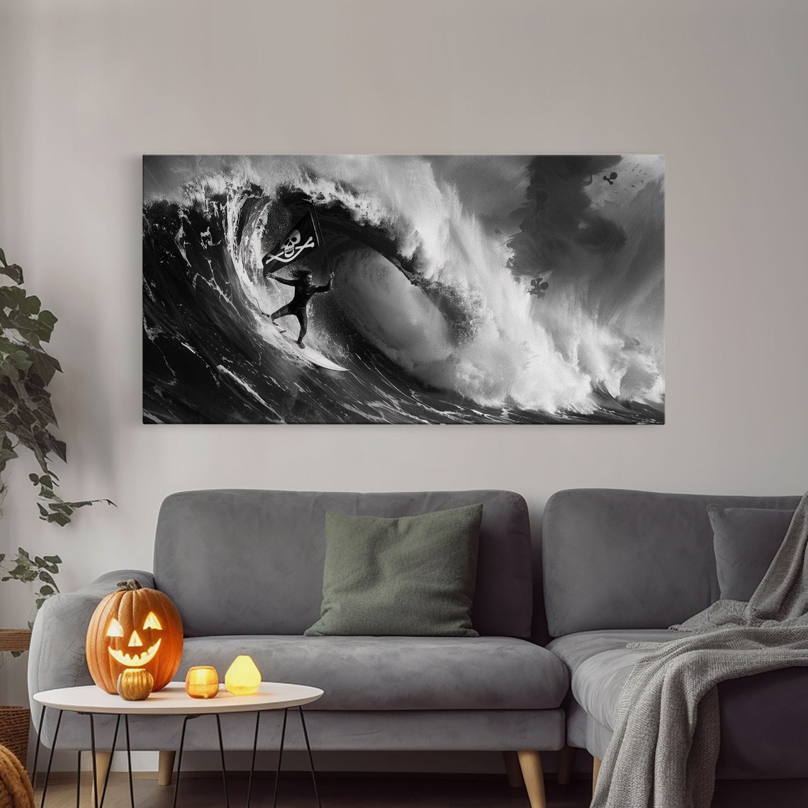 Skull And Crossbones Pirate Surfer Pirate Surf Mancave Decor Office Decor Pirate Surfer - Image 4