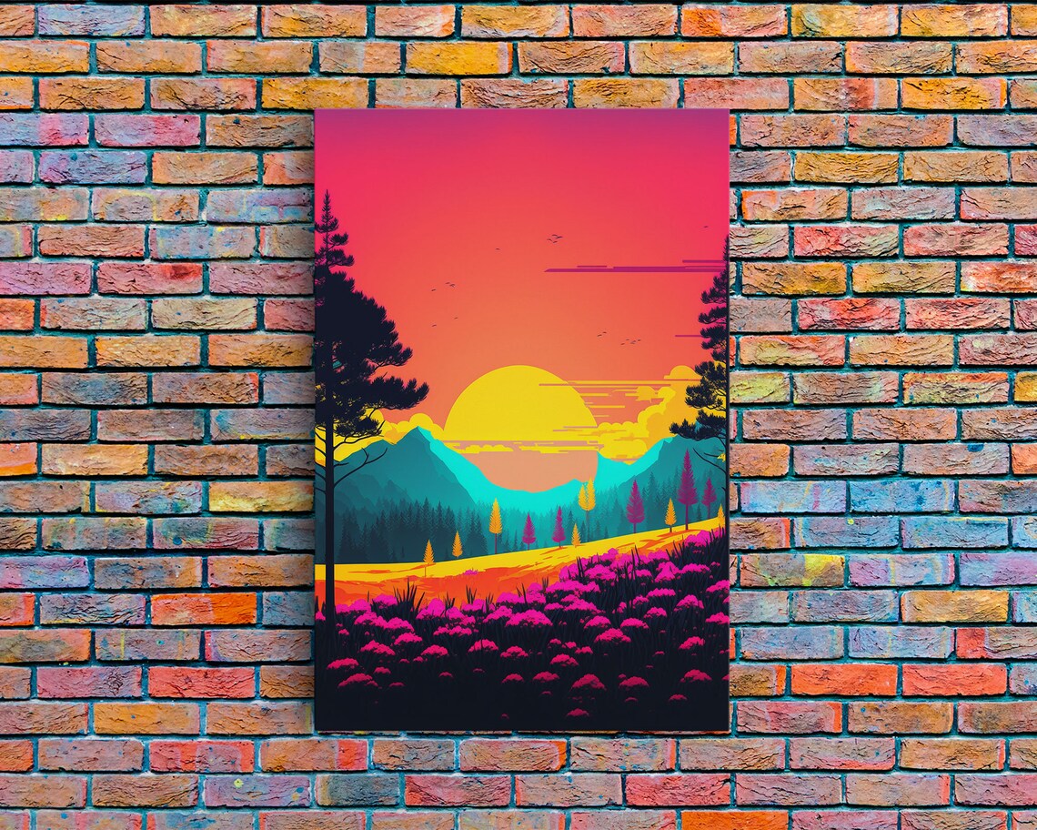 Retro Pop Art Landscape, Surrealist Psychedelic Art - Image 6