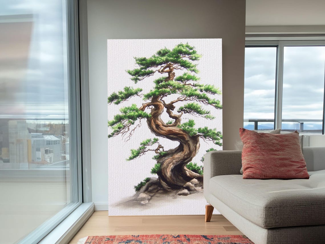 Twisted Bonsai Pine Tree Minimalist Watercolor Zen Art Print