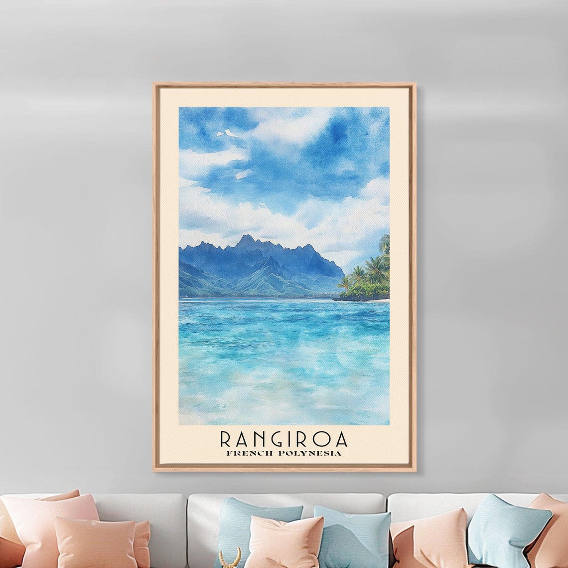 Rangiroa French Polynesia Turquoise Lagoon Peaks Travel Poster - Image 2