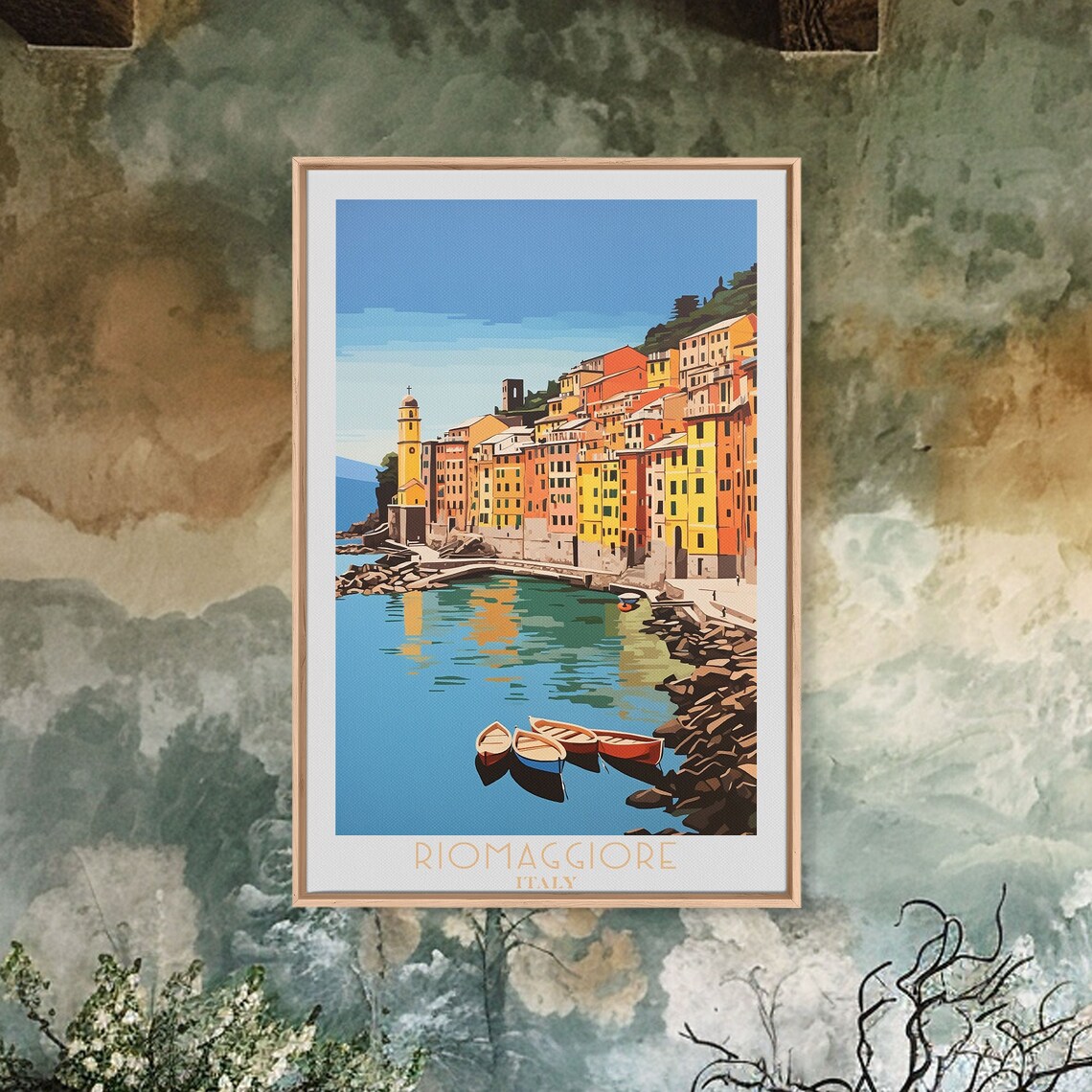 Riomaggiore Italy Colorful Harbor Houses Boats Sea View Travel Poster - Image 4