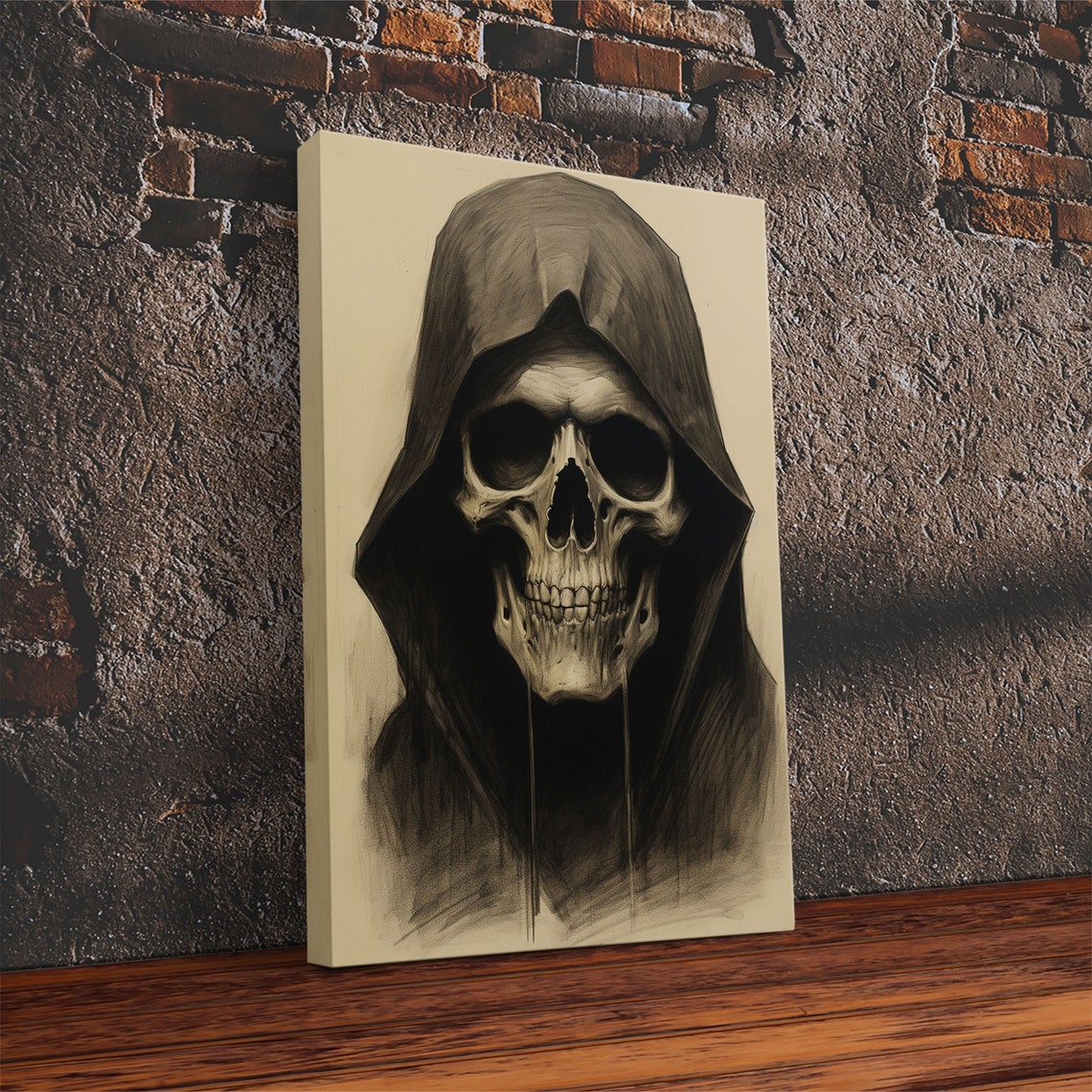 Skull Decor Charcoal Drawing Gothic Home Decor Print Wall Art Vertical Art Skull Gift Human Skull Decor Modern Art Prints