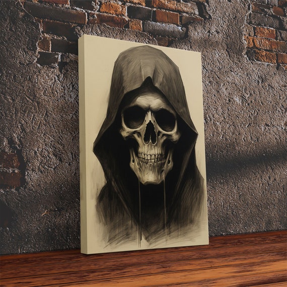 Skull Decor Charcoal Drawing Gothic Home Decor Print Wall Art Vertical Art Skull Gift Human Skull Decor Modern Art Prints