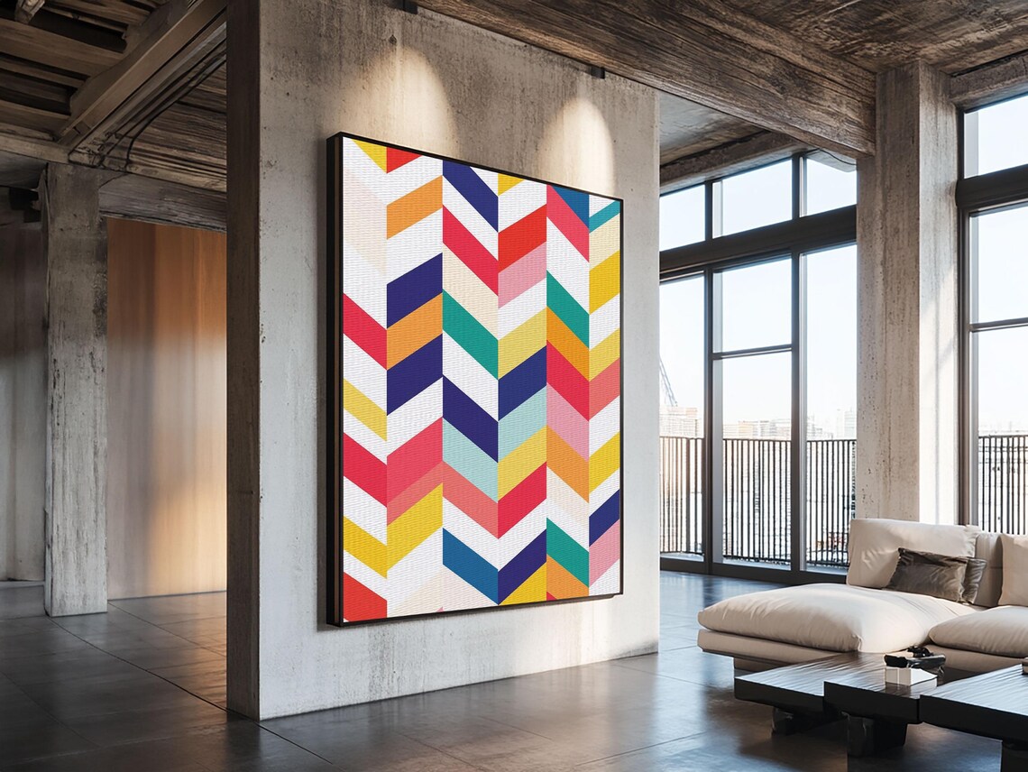 Pastel Chevrons Wall Art Framed Print Wood Framed Wall Art Framed Wall Art Gift Idea Home Decor Tire Track Print - Image 3