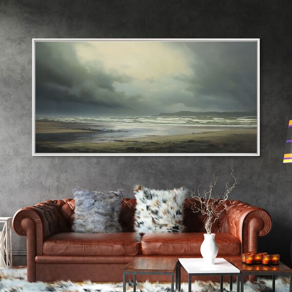 Moody Muted Landscape Oil Painting Print Wall Art Nature Framed Large Gallery Art Minimalist Art Ready To Hang Moody And Drab Art