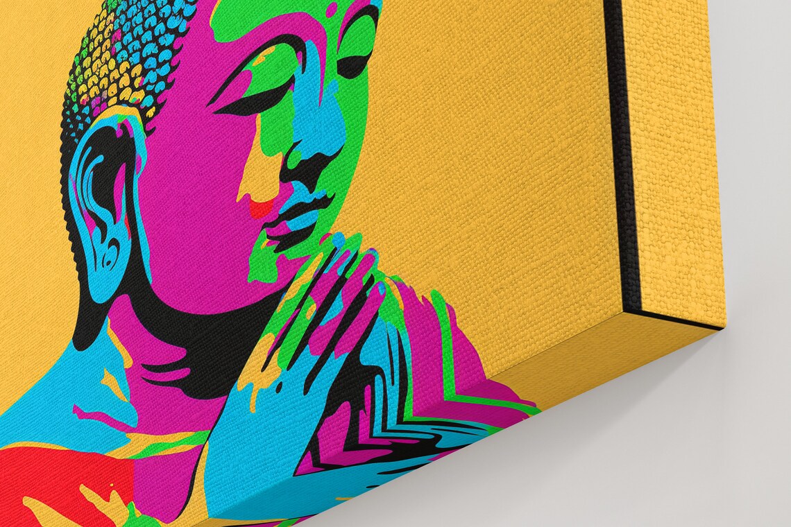 Rainbow Buddha Pop Art Smiling Buddha Neon Zen Buddhism Wall Art Poster - Image 2