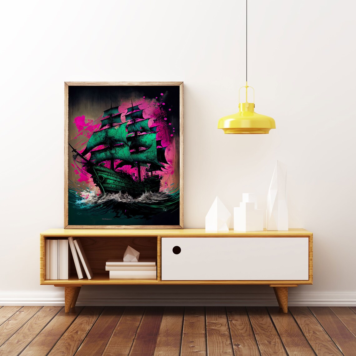 Surreal Psychedelic Pirate Ghost Ship Poster Print - Image 2