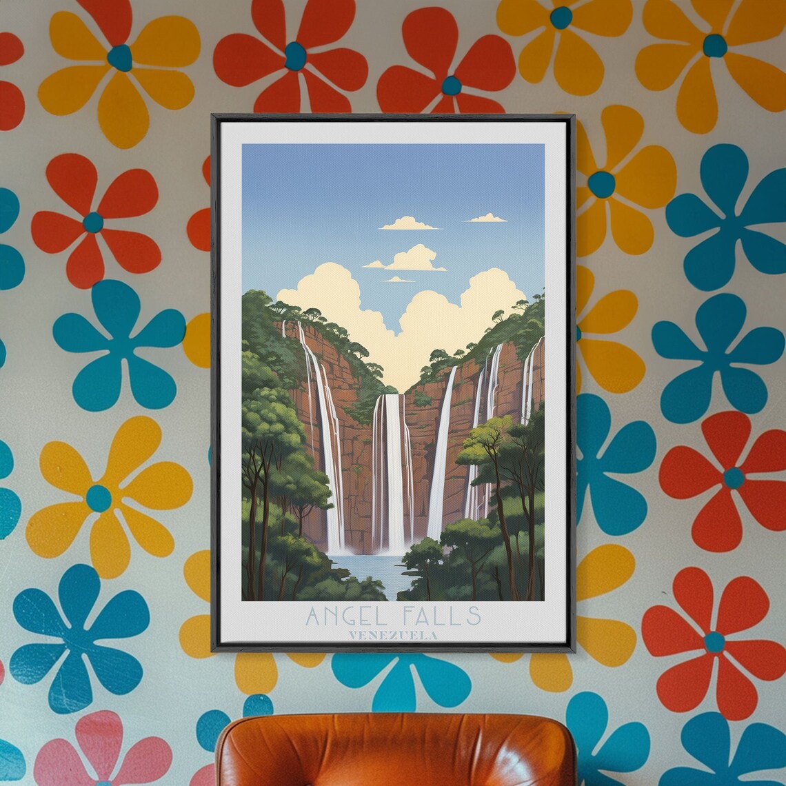 Angel Falls Venezuela Jungle Waterfall Cliff Vintage Travel Poster - Image 5