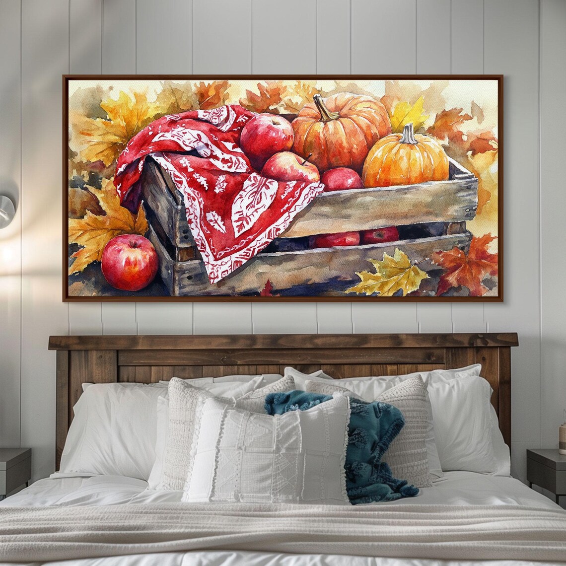 Wooden Crate Of Pumpkins And Apples Harvest Still Life Art Print - Image 4
