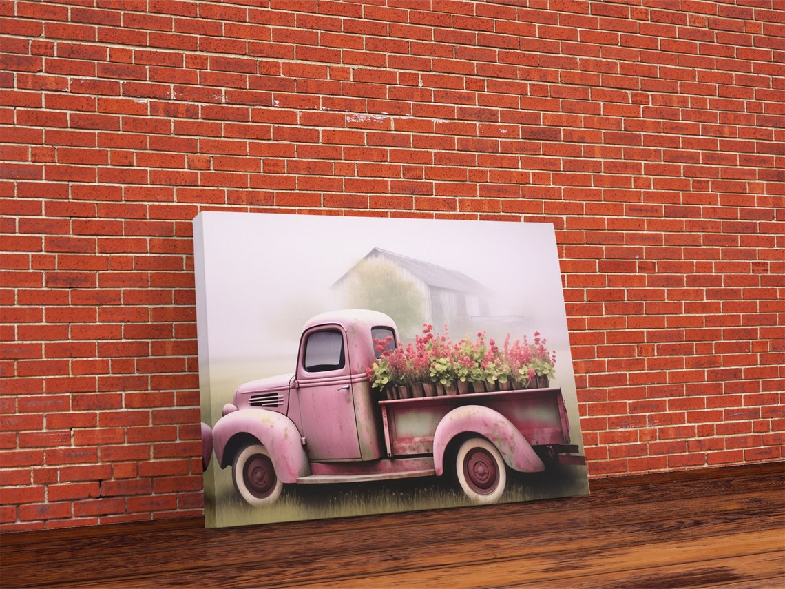 Framed Picture Of Old Truck With Beautiful Flowers In Bed Of Truck Farmhouse Living Old Barn Farmhouse Distressed Framed Print - Image 4