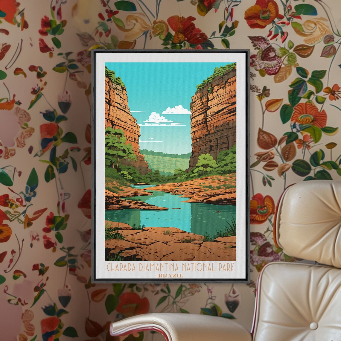 Chapada Diamantina Brazil Red Canyon River Gorge View Travel Poster - Image 3