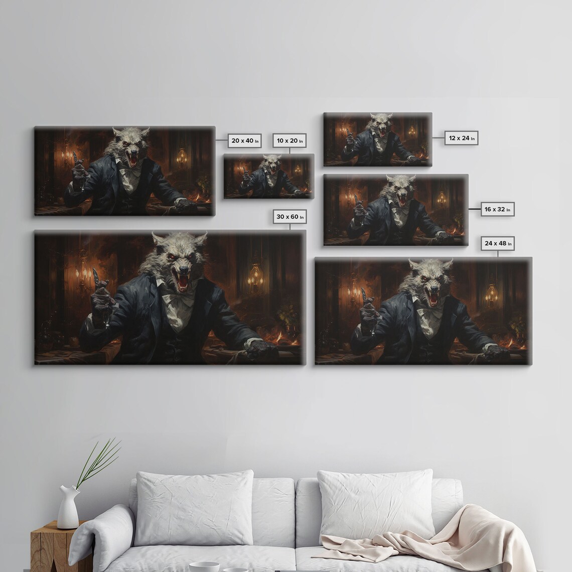 Victorian Gentleman Werewolf Snarling Suit Candlelit Gothic Horror Art Poster - Image 5