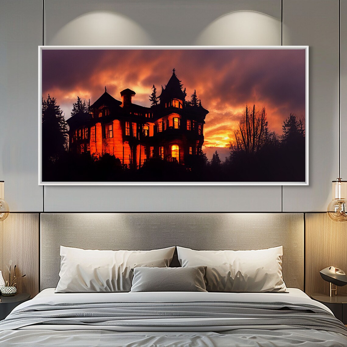 Haunted House Halloween Art Print, Night Scene - Image 4