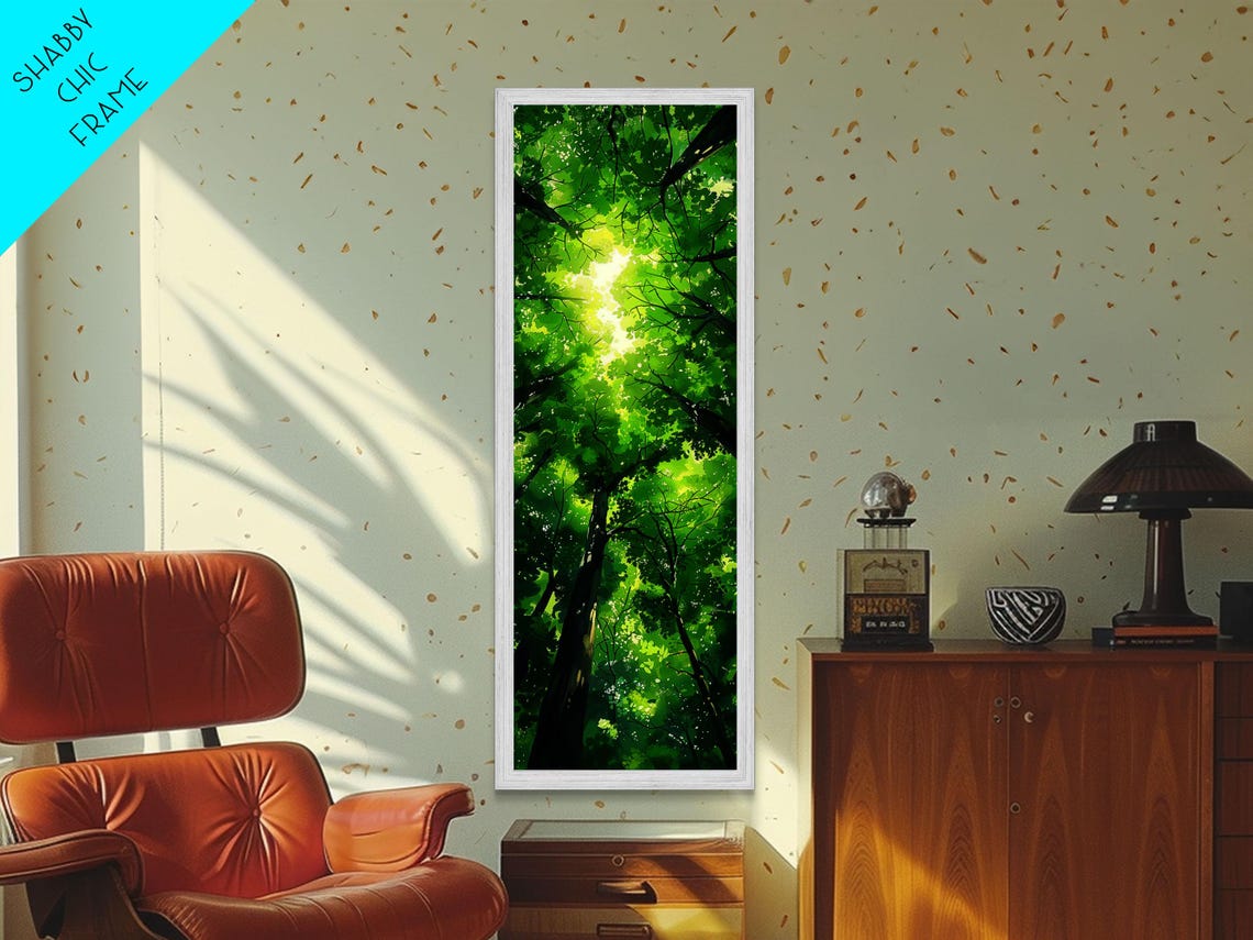 Green Forest Canopy Sunlight Through Trees Tall Narrow Nature Poster - Image 4