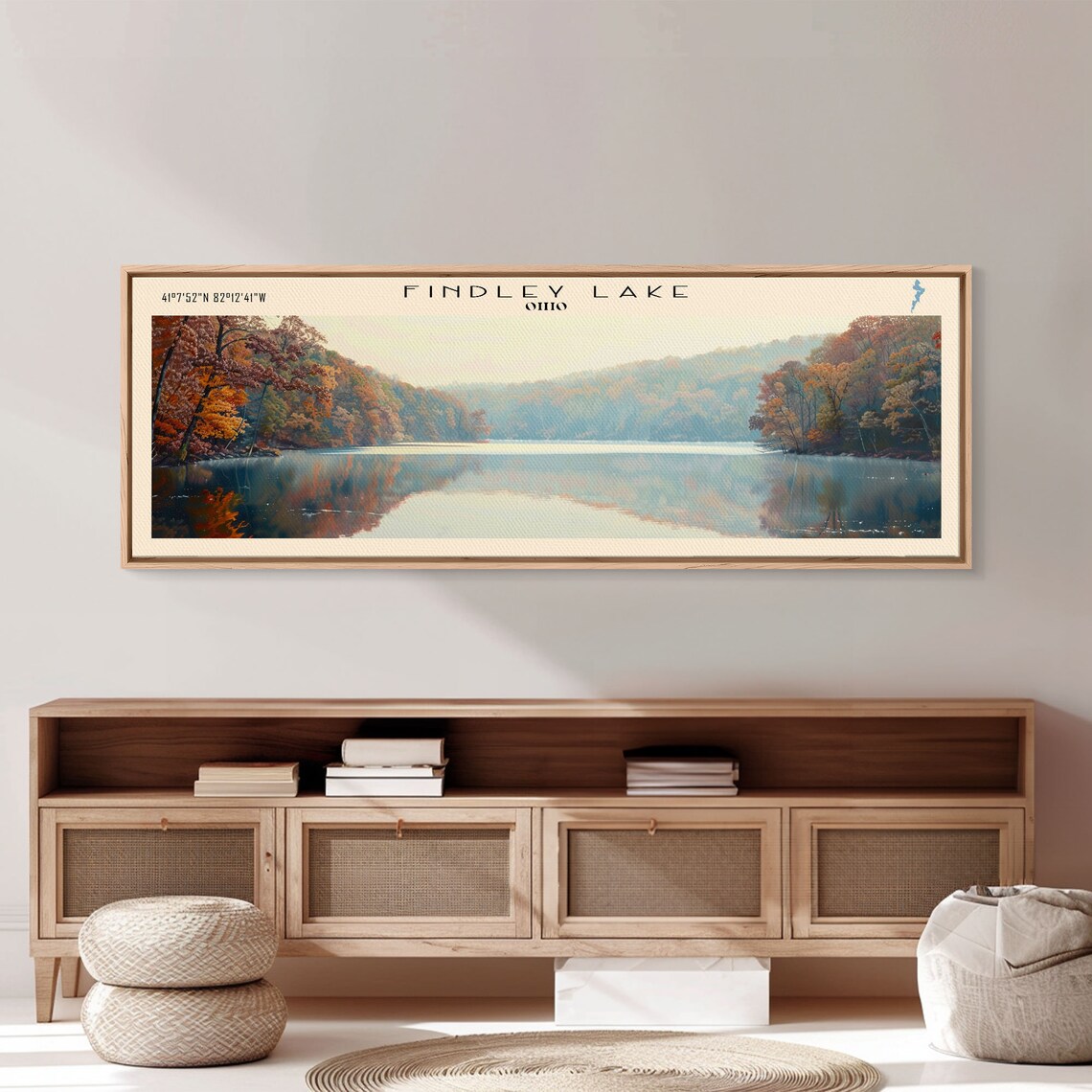 Findley Lake Ohio Blazing Autumn Colors Reflective Water Poster - Image 5
