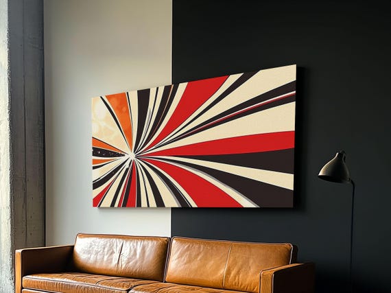 Mid Century Modern Art Retro Geometric Wall Art Framed Print Wood Framed Home Decor Modern Abstract Painting