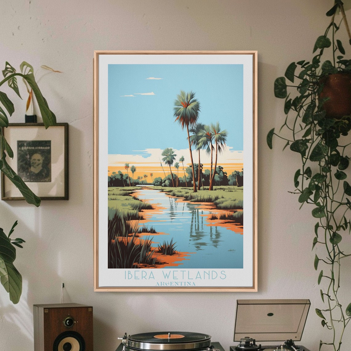 Ibera Wetlands Argentina Marsh Channel Palm Trees Sunset Travel Poster - Image 2