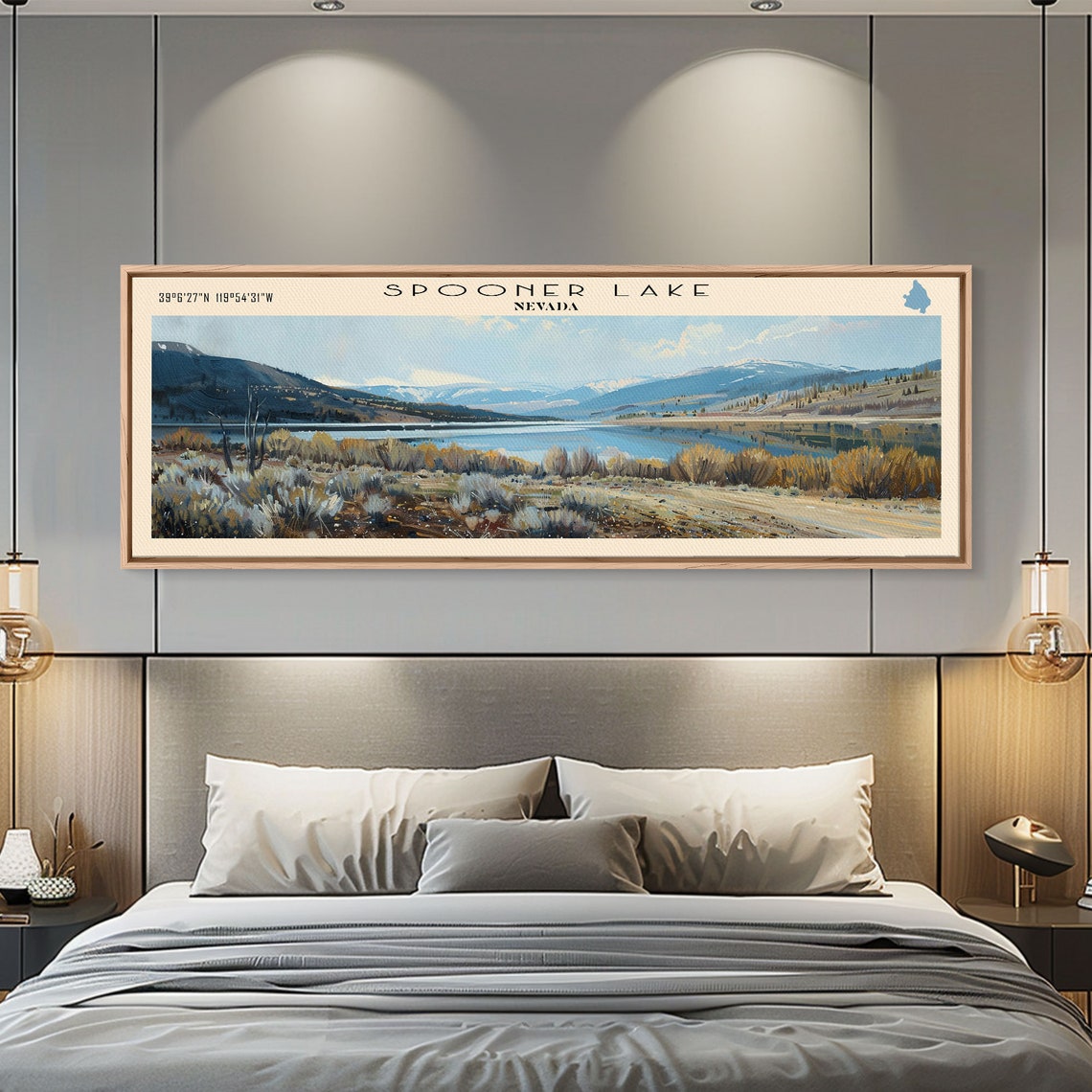 Spooner Lake Nevada Desert Brush Snowy Mountain Peaks Travel Poster - Image 5