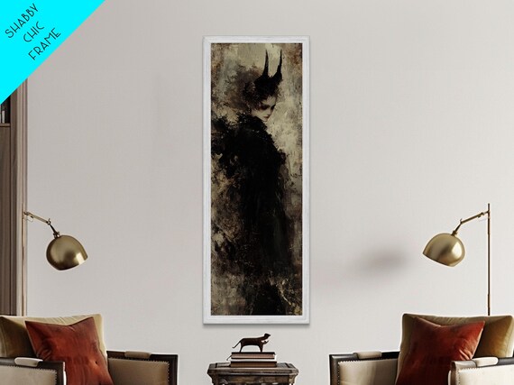 Gothic Woman Horned Headdress Dark Victorian Portrait Moody Poster
