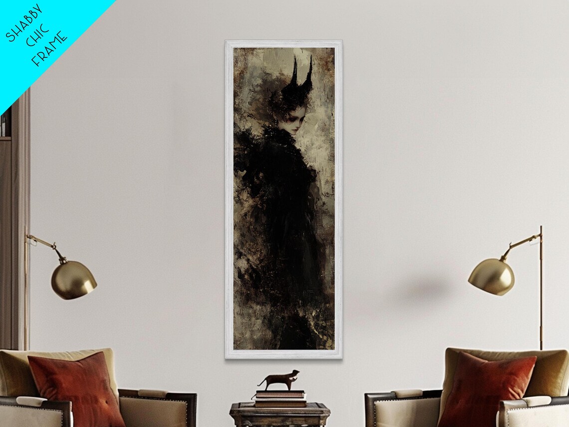 Gothic Woman Horned Headdress Dark Victorian Portrait Moody Poster