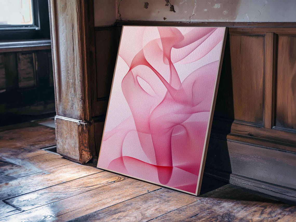 Soft Pink Abstract Flowing Lines Minimalist Modern Art Print - Image 5