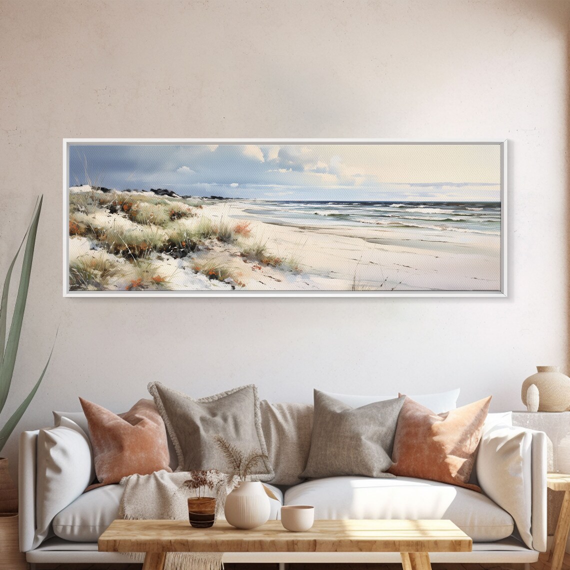 Panoramic Ocean Beach Art Print, Coastal Nautical - Image 5