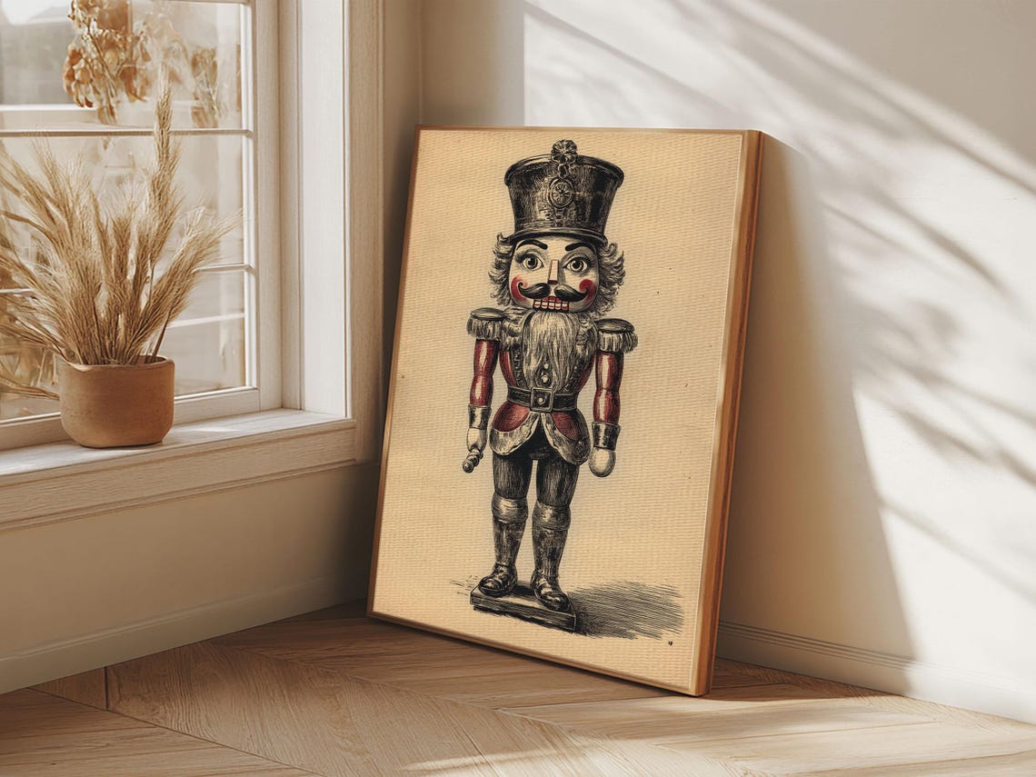 Vintage Nutcracker Soldier Full Body Sketch Christmas Holiday Poster - Image 5